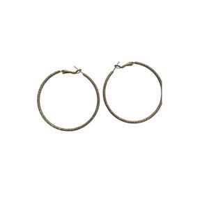 Vintage Yellow Gold-tone Textured Large Hoop Earrings